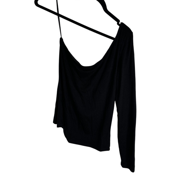 Reformation L One Shoulder Stewart Top Long Sleeve Bodycon Sexy Tencel Black - Picture 2 of 8